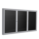 Ghent PA33672BBK 3 Door Enclosed Letter Board with Satin Aluminum Frame 3Ft H x 6Ft W Black