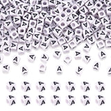 FASHEWELRY 300Pcs Cube White Acrylic Letter Beads 6x6mm Letter A Alphabet Beads for DIY Bracelet Necklace Jewelry Making