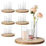 Tioncy 6 Sets 10-12 Inch Round Wood Slices for Centerpieces with 5, 6, 8 Inch Glass Cylinder Vases Tall Clear Flower Vases Candl