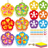 Cinrobiye 24 Set Summer Suncatcher Craft Kit DIY Hawaii Ornaments Luau Moana Tissue Paper Art and Craft Kit Hibiscus Hanging Orn