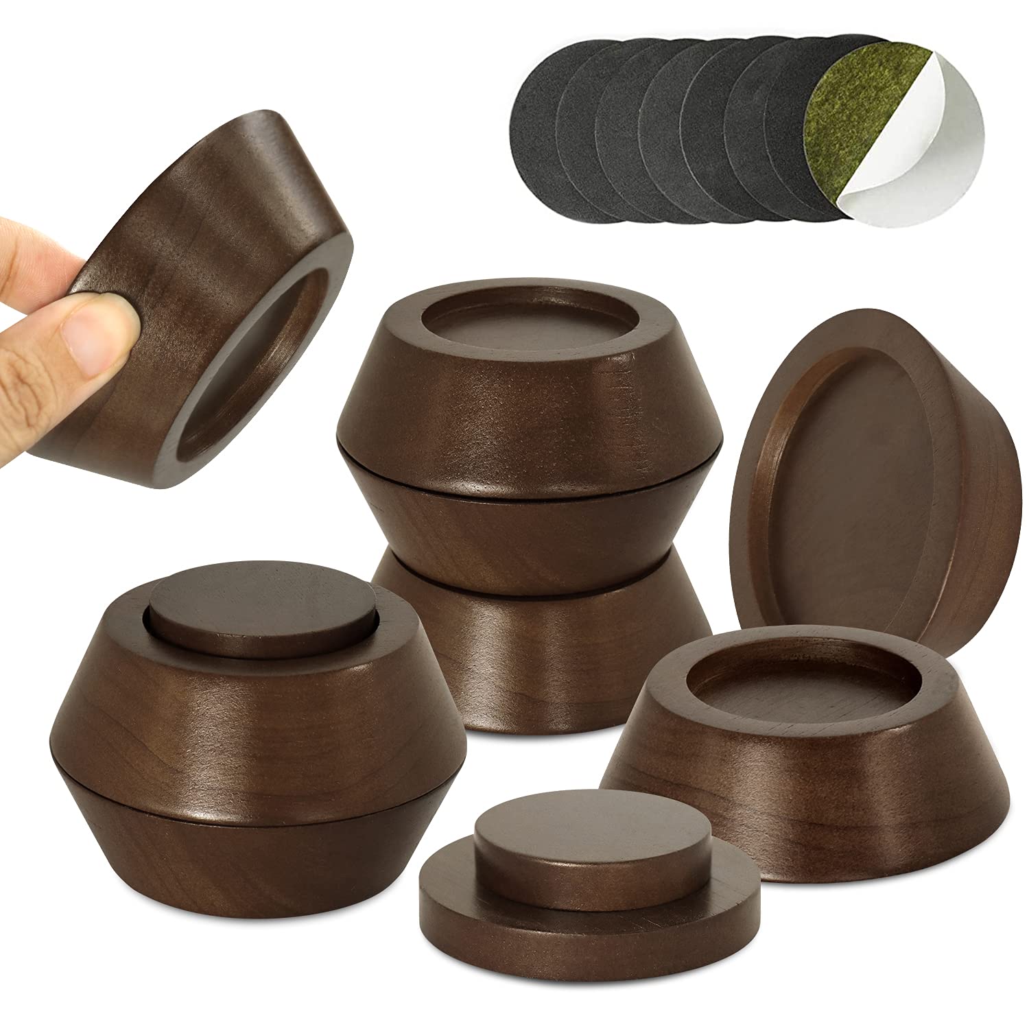 Fasonla Bed Risers, Furniture Risers (Set Of 8) Lifts Height 1, 2, 3 Or 4, Solid Natural Wood Risers, Non-Slip Recessed 