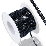 Dowarm 10 Yards 2MM Black Crystal Rhinestone Close Chain Trim for Sewing Crocs Shoes Clothes Cups, SS6 Claw Rhinestone Chain for