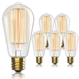Vintage Edison Incandescent Light Bulbs - 6-Pack 60W, E26/E27, Dimmable 2100K Antique Filament Lamp - ST64 Squirrel Design for I