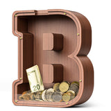 Summidate Wooden Letter Piggy Bank, Extra Thick Large Capacity Piggy Bank for Kids Boys Girls Toddler, Alphabet B Money Bank| Co