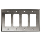 Henne Bery Soft Modern Decorative Wall Plate Switch Plate Outlet Cover (Quad Decorator, Heirloom Silver)