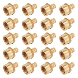 (Pack of 20) EFIELD Pex 1/2 Inch x1/2 Inch Female NPT Adapter Brass Crimp Fittings, ASTM F1807