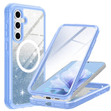 Hekodonk for Samsung Galaxy S24 FE Case Glitter,Compatible with MagSafe[Built-in Tempered Glass Screen Protector & Camera Lens P