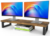 WESTREE Dual Monitor Stand Riser, Wood and Steel Monitor Stand Riser, Computer Monitor Stand for 2 Monitors, Multi-Purpose Deskt