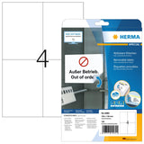 HERMA 5082 Universal Removable Labels, 25 Sheets, 105 x 148 mm, 4 per A4 Sheet, Pack of 100, Self-Adhesive, Printable, Matt, Bla