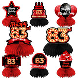 Happy 83rdBirthday Red and Black Table Honeycomb Centerpieces Balloons Theme Decor Table Decorations Table Toppers for Girls Wom