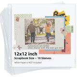 Vienrose Scrapbook Refill Pages 12x12, 10 Pack Heavyweight Clear Page Protectors for 3 Ring Binders, Top Loading Plastic Sleeves
