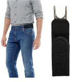 Trendera Buckle Less Elastic Belt With Stylish Metal Hook, Strong Adhesion, Exquisite Stitching, Black, Unisex (Black Pack Of 1)
