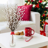 Larksilk 12 White Holly Berry Stem Picks - 17 Decorative Wire Stem Branch Sprays for Christmas Tree Decoration, Holiday D cor, 