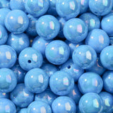 CYEENUT 20mm Acrylic Beads 60pcs Sky Blue Chunk Bubblegum Bead Beadable Pen Ball Beads for Pen Bag Jewelry Making Necklace Brace