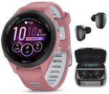 Wearable4U Garmin Forerunner 265S Music GPS Running 42 mm Smartwatch, Pink with AMOLED 1.1in Touchscreen Display Black Earbuds B