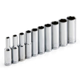 Powerbuilt 1/4Inch Drive Metric Deep Socket Set, High Visibility Markings 10 Piece 640538