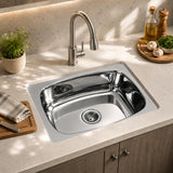 Planet xero Stainless Steel Kitchen Sink 18x16 Inch | Single Bowl Sink for Kitchen | With Stainless Steel Waste Coupling & PVC D