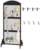 CHOEZON Grid Wall Panel 5.7 x 2 FT Grid Display Rack, Movable Gridwall Display Stand with Wheels, Sturdy Floorstanding Wire Grid