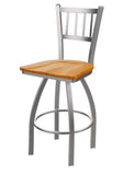 810 Contessa Stainless Steel 25 Swivel Counter Stool with Medium Oak Seat