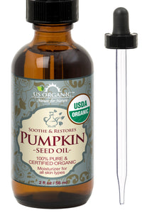 US Organic Pumpkin Seed Oil, USDA Certified Organic, Pure, Natural, Cold Pressed Virgin, Unrefined in Amber Glass Bottle w/Glass