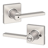 Kwikset Casey Interior Privacy Door Handle with Lock, Door Lever For Bathroom and Bedroom, Satin Nickel Reversible Keyless Turn 