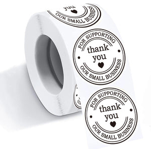 1.5 Round Thank You Stickers - Printed Thank You for Supporting Our Small Business Stickers with Hearts - 500 Thank You Labels