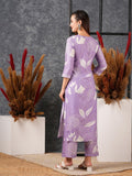 Gosriki Women'S Cotton Blend Straight Printed Kurta With Pant (Anaar-Purple-Gs_Xl_Purple_X-Large),Purple,,B0D5VKLD52