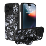 Ufbara Compatible with iPhone 17 Pro Max Case for Women Men, Cute White Flower Floral Pattern, Built in Adjustable Metal Wrist S