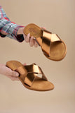 Shoetopia Women'S Flat-736 Copper Flat Sandal-7 Kids Uk (Flat-736-Copper)-Eu40,Copper,7,B0D8QCLJCF