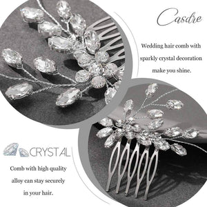 Casdre Crystal Bride Wedding Hair Comb Bridal Side Comb Hair Piece Wedding Hair Accessories for Women and Girls (Pack of 1) (A S