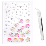 3/4/5/6 mm 61pcs Face Gems Stickers, with Pearl Round Diamond Jewels Diamonds Gemstones Stickers Festival Pink Shells Makeup Fac