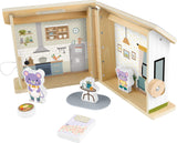 Fisher-Price Wood Pretend Play Toy Dollhouse, 6-Piece Wooden House Playset for Travel Preschool Kids Ages 3+ Years