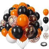 Lukiituke Orange and Black Balloons, 75PCS Halloween Balloons,12in and 5in Black Orange and White Balloon for Halloween Theme Pa