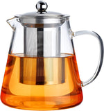 PARACITY Glass Teapot Stovetop 32 OZ, Borosilicate Clear Tea Kettle with Removable 18/8 Stainless Steel Infuser, Teapot Blooming