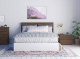 Nexera 3-Piece Bedroom Set with Bed Frame, Headboard & Nightstand, Queen|Walnut & White