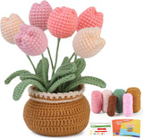 Gerqsho Diy Tulip Crochet Kit For Beginners & Adults | Complete Starter Knitting & Crocheting Set With Yarn, Hooks, Needle & Ins