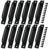 Therwen 12 Pcs Barn Door Handle 5.8 Inch Cabinet Pulls Aluminum Alloy Kitchen Cabinet Handles Sliding Black Pulls for Cupboard W