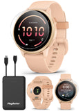Garmin vivoactive 6 (Metallic Pink Dawn) Fitness GPS Smartwatch Bundle - AMOLED Health Watch, 11-Day Battery Life, Body Battery,