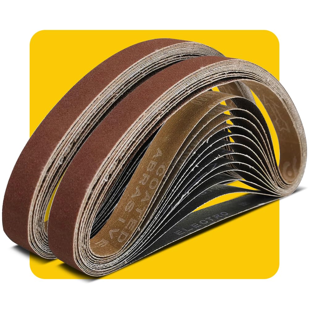 1/2 x 18 Inch 80 Grit Sanding Belt | Premium Aluminum Oxide Sanding Belt | Premium Sander Sandpaper - 24 Pack