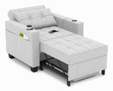 DURASPACE 36.6 Inch Sleeper Chair 3-in-1 Convertible Chair Bed Pull Out Sleeper Sofa Beds Adjustable Single Armchair Sofa Bed wi
