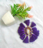 Stri Collections Decorative Mini Tassels, Purple with Gold Cap,Craft Embellishments 12 Pieces