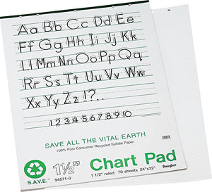 Ecology Recycled Chart Pad, 1-1/2 Inch Ruled, 32 X 24 Inches, 70 Sheets