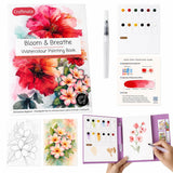 Craftmate Bloom & Breathe Watercolor Painting Book | Diy Paint With Water Kit For Kids, Teens & Adults | 8 PreSketched Floral D