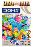 Doms Super Soft Hexagonal Pre-Sharpened Water Soluble Colour Pencils | Free Watercolor Paper, Sharpener & Water Brush | 3.3Mm Wa