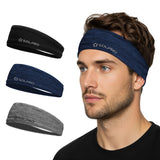 Solpro Trio Head Band (Pack Of 3) | SweatWicking, NonSlip Bands For Workouts & Sports (Black/Blue/Grey)