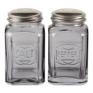 Rsvp International Retro Glass Salt Pepper Shaker Stainless Steel Lids , 8 Oz, Gray