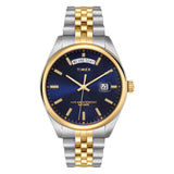 Timex Legacy Analog Watch For Man With Blue Round Dial & Multicolor Stainless Steel Bracelet Band Water Resistant Men'S Wrist Wa