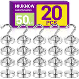 Niuknow Magnetic Hooks for Cruise Cabins, Magnet Hooks, 50lbs 20 Pack Magnetic Hooks for Hanging, Cruise Magnets for Grill, Offi