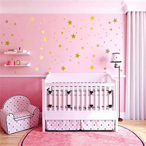 117Pcs Gold Stars Wall Decal Stars Pattern DIY Wall Stickers for Kids Rooms Home Decor