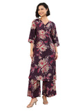 Libas Womens Printed Silk Blend Straight Kurta With Palazzos